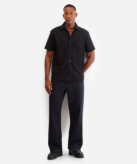 calça baggy masculina jeans preta 38