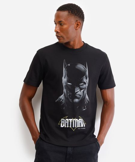camiseta comfort masculina de algodão batman preta P