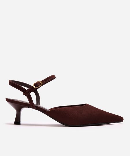 scarpin bico fino salto baixo mindset marrom 38