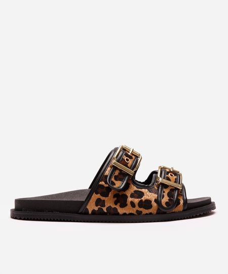 papete com fivelas animal print oneself preta 36