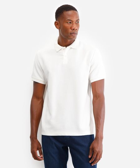 polo de algodão texturizada branca GG