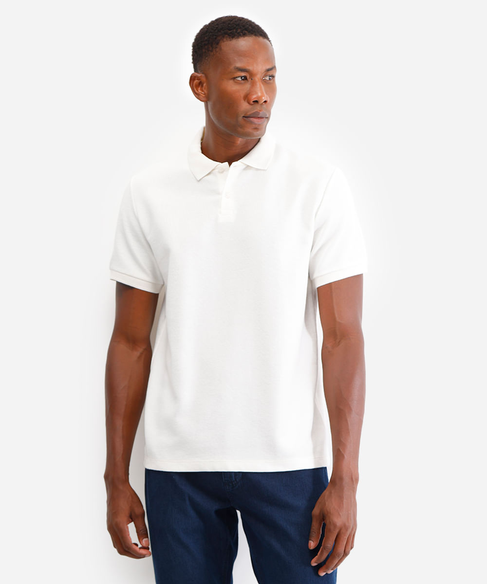 polo de algodão texturizada branca