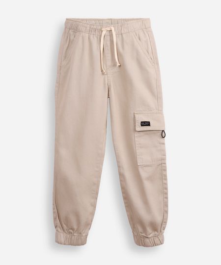 calça de sarja infantil jogger cargo bege 10