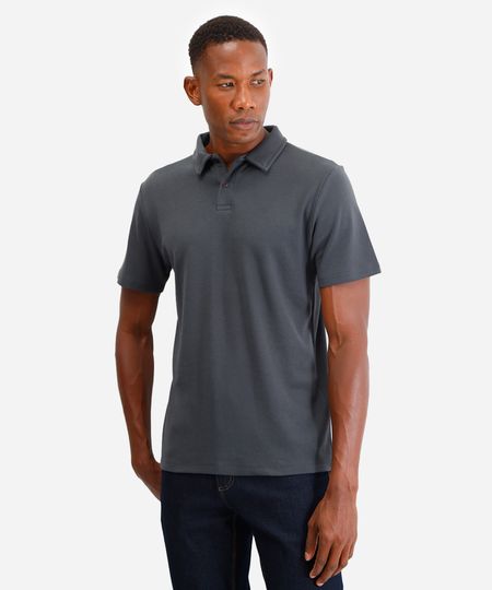 polo slim de algodão manga curta cinza M