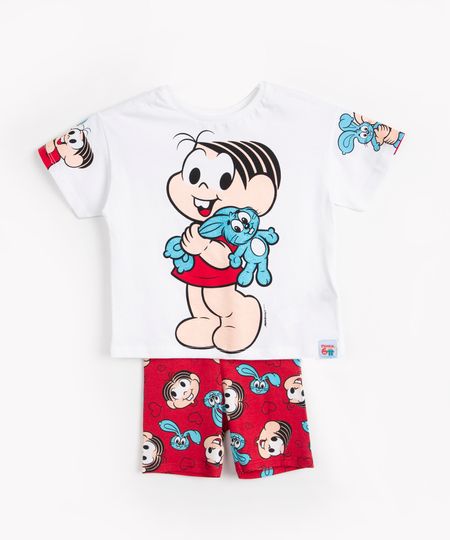 conjunto infantil de algodão turma da mônica off white 1