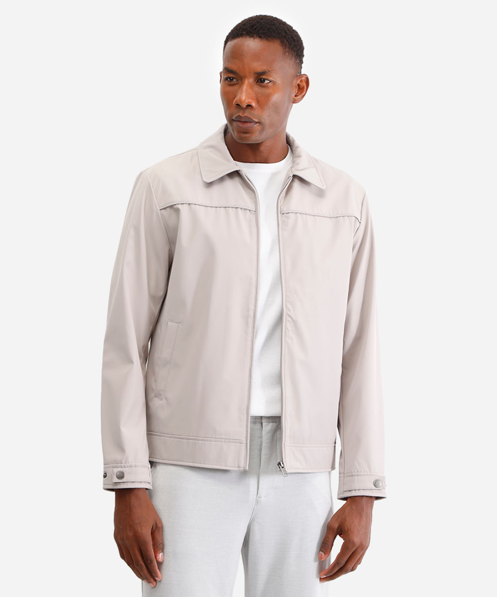 jaqueta de nylon leve - cinza claro