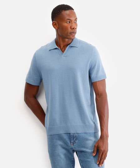 polo de tricot manga curta azul G polo de tricot manga curta azul G