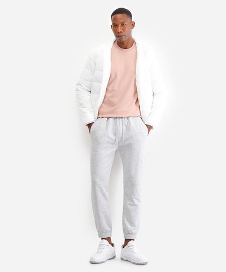 calça básica jogger masculina de moletom cinza G