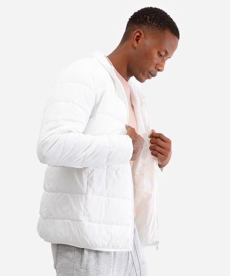 jaqueta puffer básica masculina manga longa off white GG