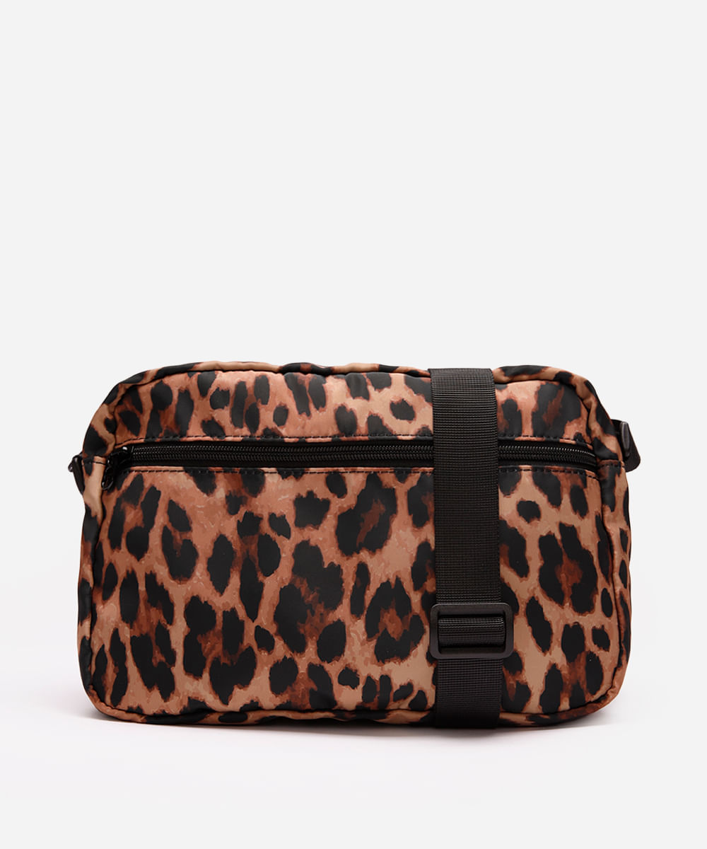 bolsa transversal animal print bege