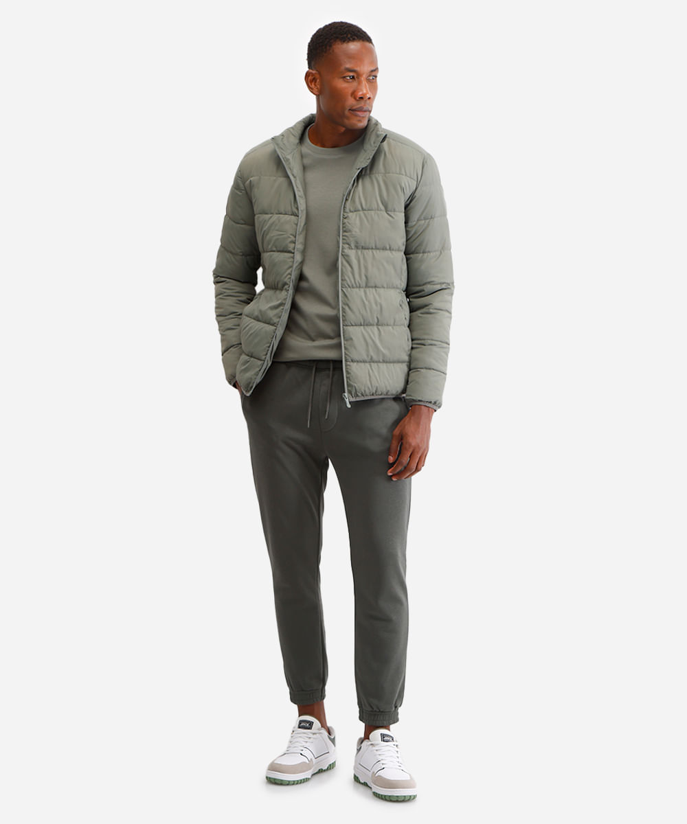 calça básica jogger masculina de moletom verde