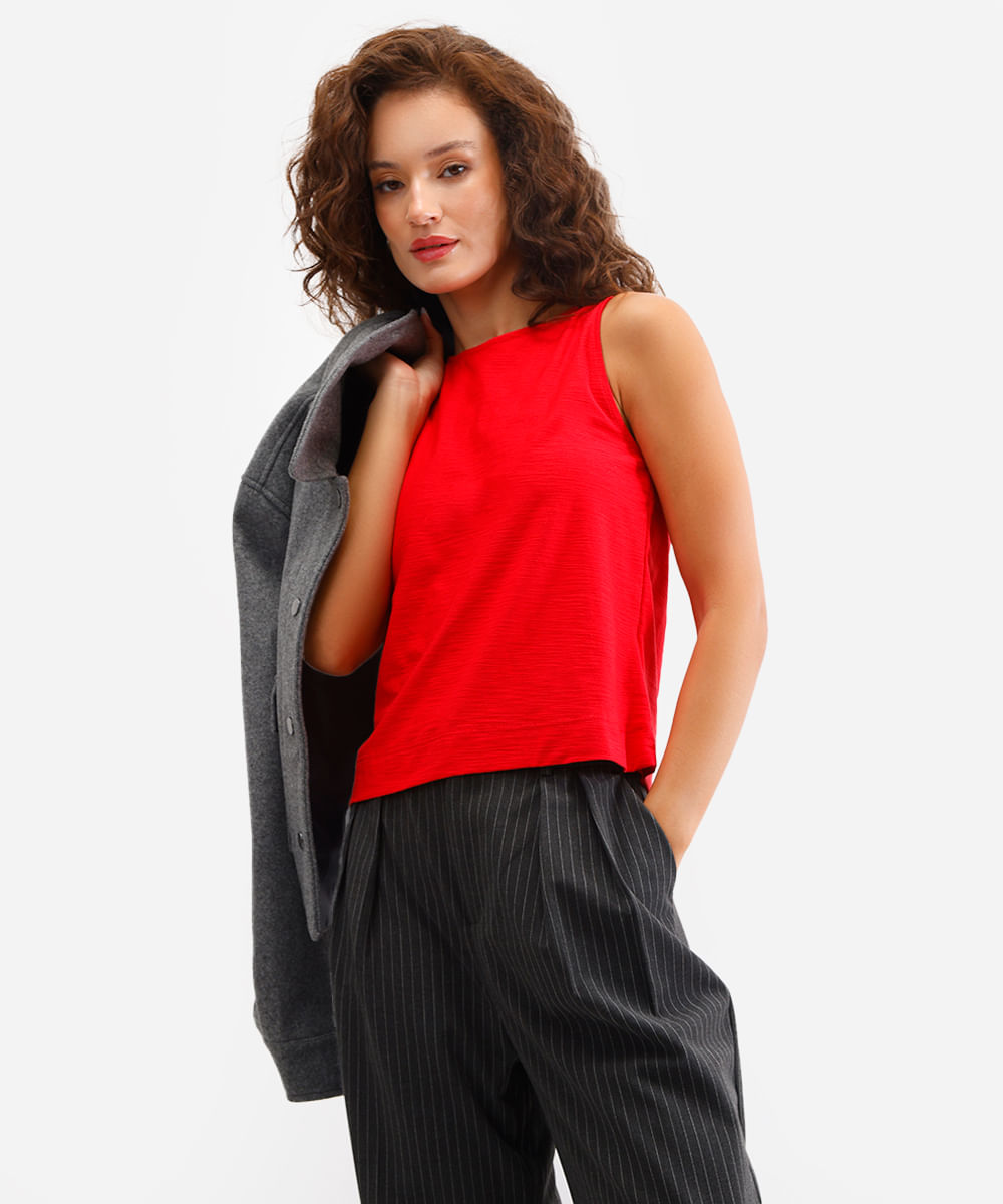 regata feminina de algodão flamê vermelha