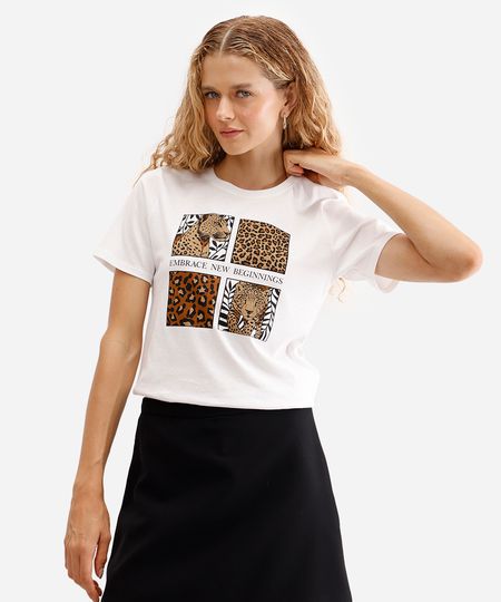 camiseta feminina de algodão embrace new beginnings off white PP