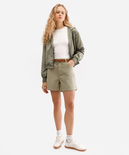 short feminino de sarja com cinto verde 44