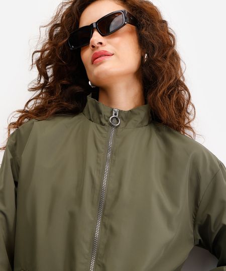 jaqueta corta vento básica - verde militar P jaqueta corta vento básica - verde militar P