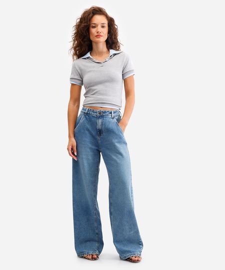 calça oversized feminina jeans azul 36