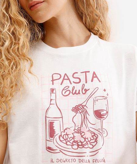 camiseta feminina de algodão pasta club off white PP