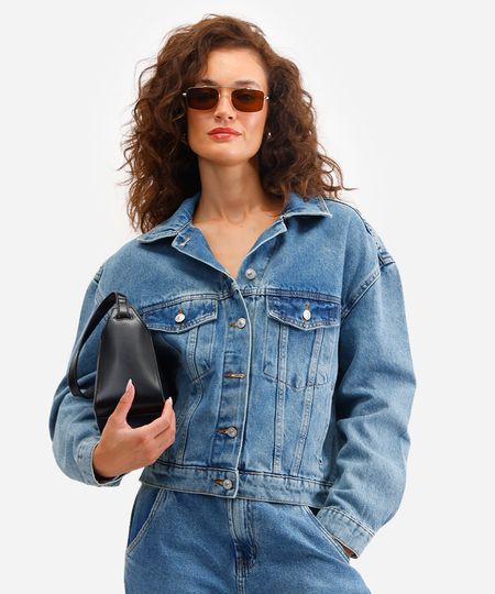 jaqueta jeans feminina azul PP