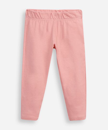 calça legging infantil de algodão lacinho na barra rosa 2