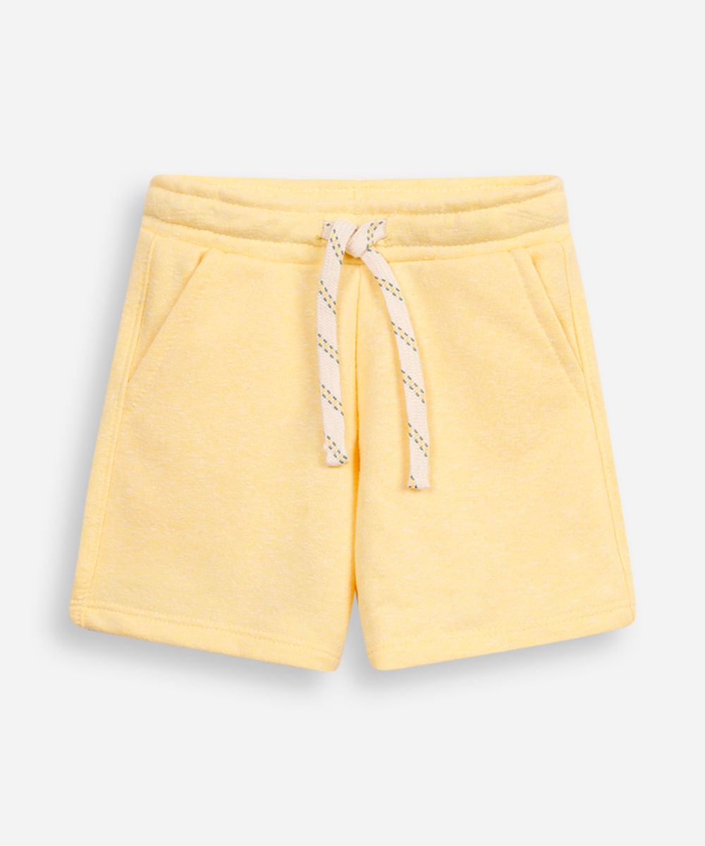 bermuda de algodão infantil cós com cordão amarela