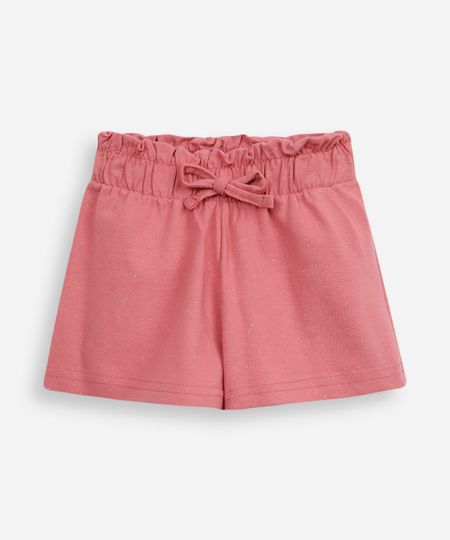 short clochard infantil com glitter rosa 1