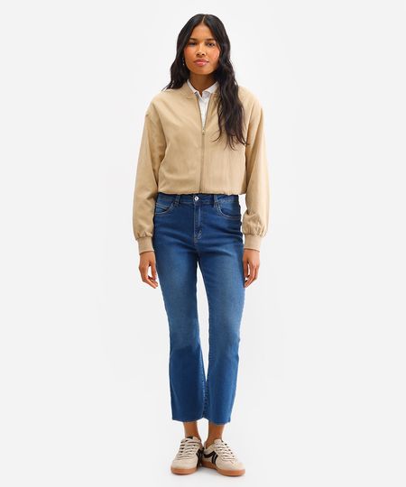 calça flare cropped feminina jeans azul 34 calça flare cropped feminina jeans azul 34
