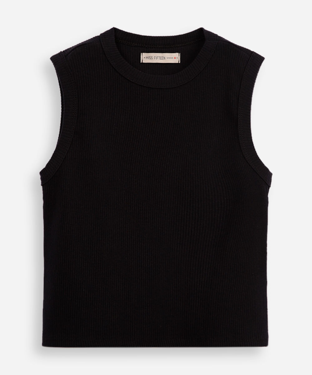 regata cropped de algodão juvenil preta