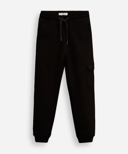 calça jogger infantil de moletom com bolso cargo preta 8 calça jogger infantil de moletom com bolso cargo preta 8