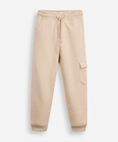 calça jogger infantil de moletom com bolso cargo bege 12 calça jogger infantil de moletom com bolso cargo bege 12
