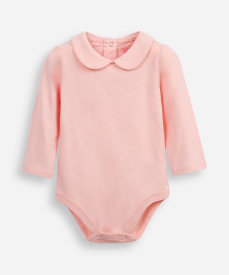 body infantil gola peter pan com renda rosa 0-3