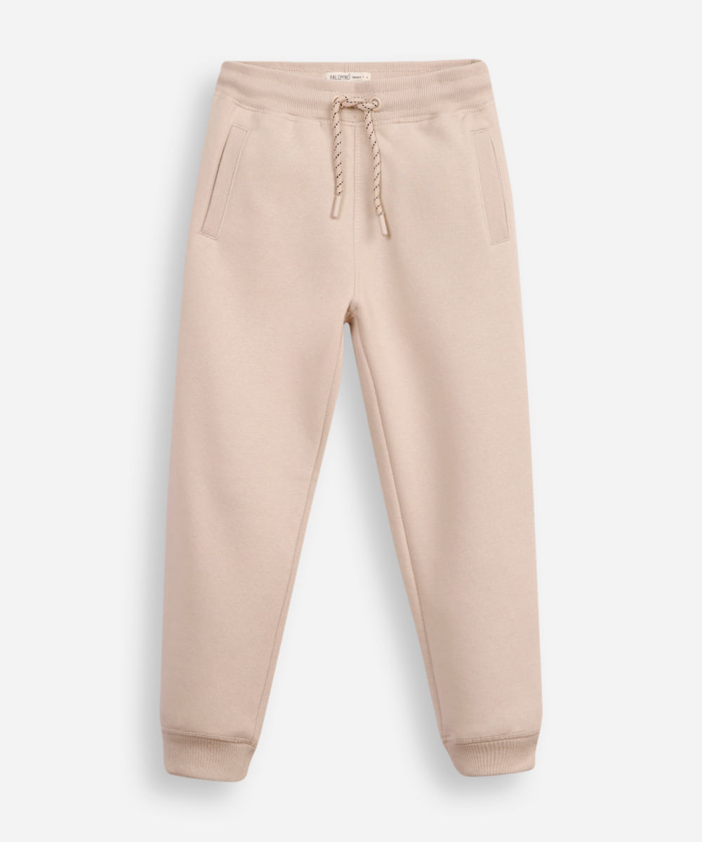 calça jogger de moletom infantil - areia