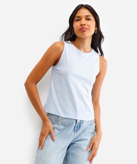 regata feminina de algodão flamê azul PP regata feminina de algodão flamê azul PP