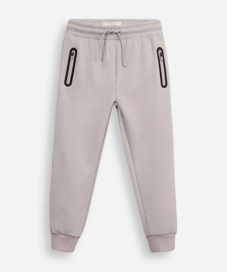 calça jogger infantil de moletom com bolsos cinza 4 calça jogger infantil de moletom com bolsos cinza 4