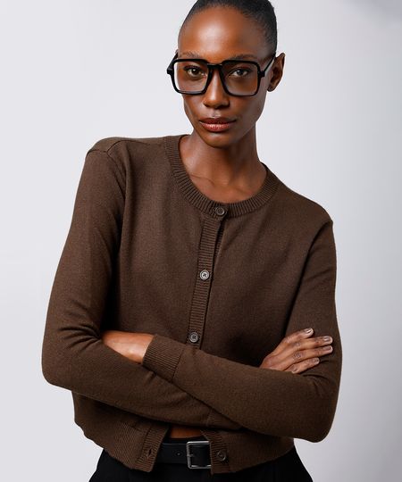 cardigan feminino de tricot mindset marrom PP