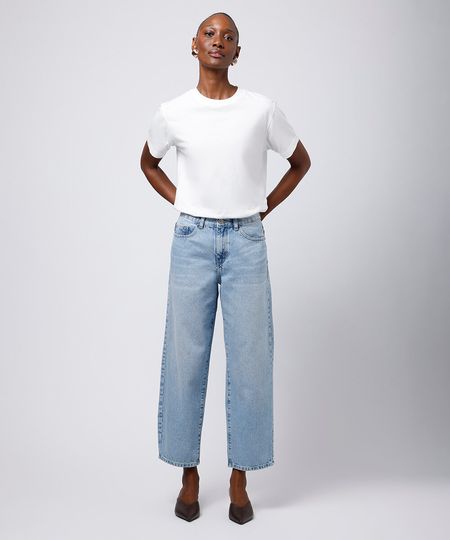 calça barrel jeans mindset azul 34