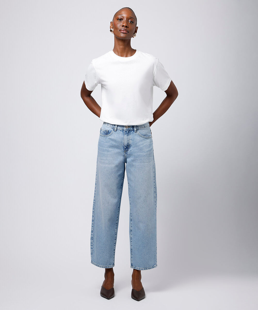 calça barrel jeans mindset azul