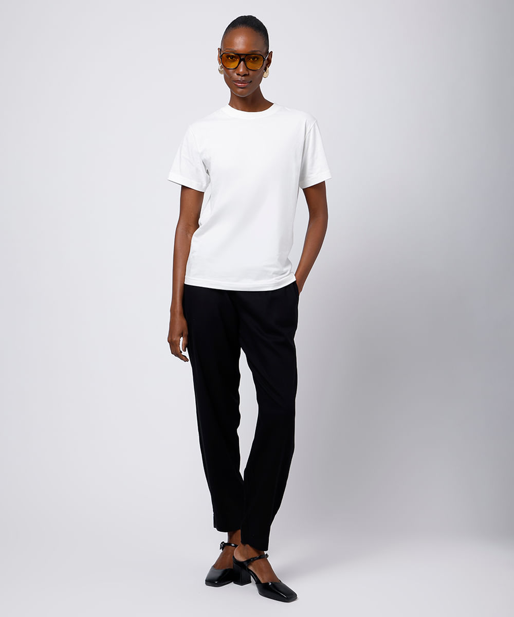 calça barrel feminina com linho mindset preta