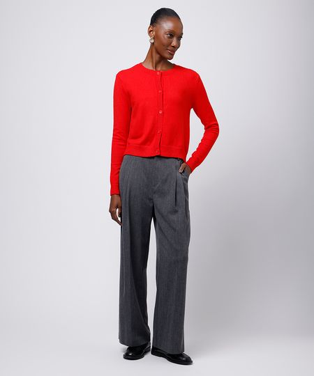 calça wide leg feminina de alfaiataria mindset cinza 46