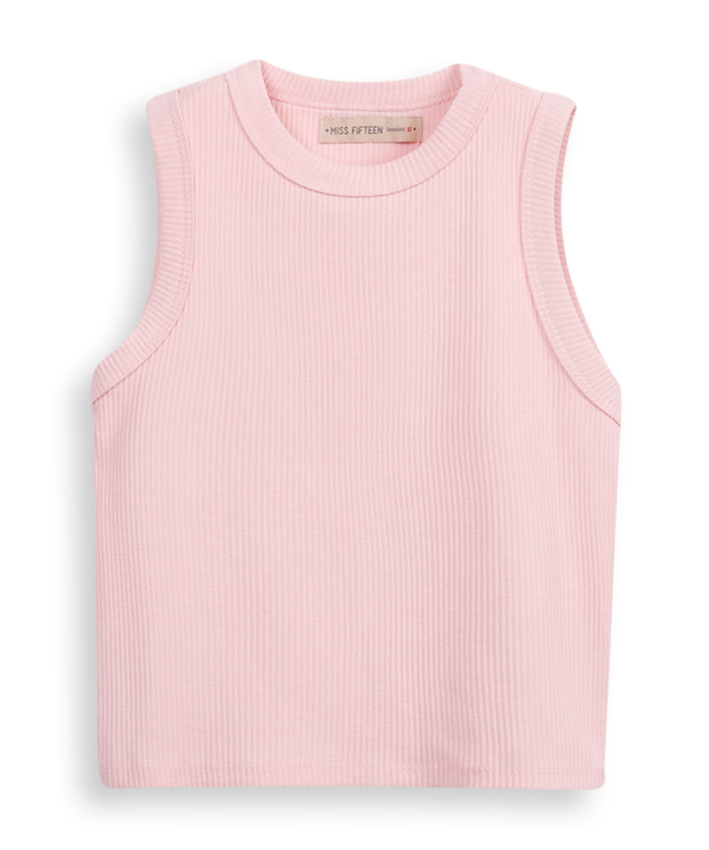 regata cropped de algodão juvenil rosa