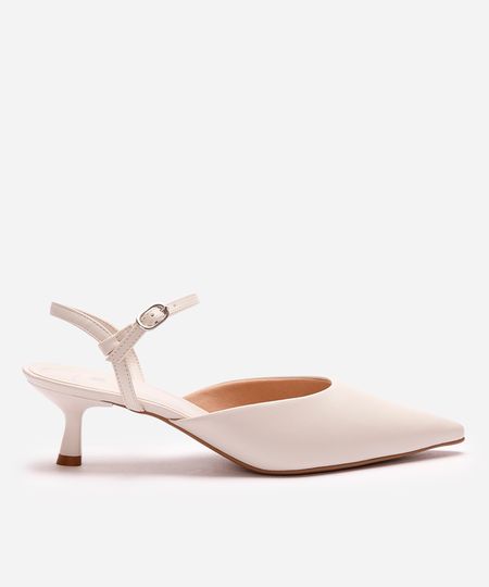 scarpin bico fino salto baixo mindset off white 38
