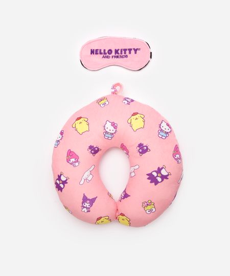 apoio de pescoço com máscara de dormir hello kitty rosa UNICO apoio de pescoço com máscara de dormir hello kitty rosa UNICO