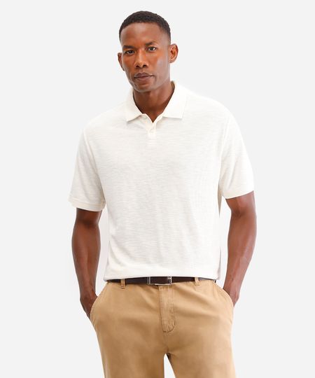 polo masculina de algodão texturizada off white GG