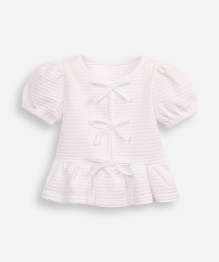 blusa de algodão infantil com lacinho texturizada off white 1 blusa de algodão infantil com lacinho texturizada off white 1