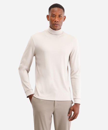 blusa slim manga longa gola alta - cinza claro G blusa slim manga longa gola alta - cinza claro G