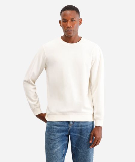 blusão masculino de moletom texturizado bege P