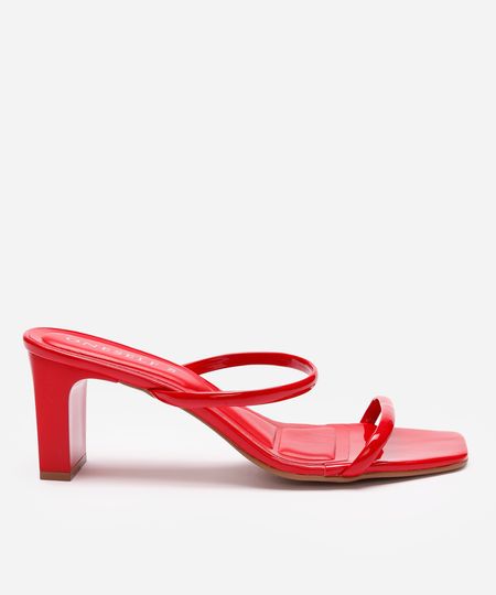 tamanco verniz salto médio tiras finas oneself vermelho 34 tamanco verniz salto médio tiras finas oneself vermelho 34