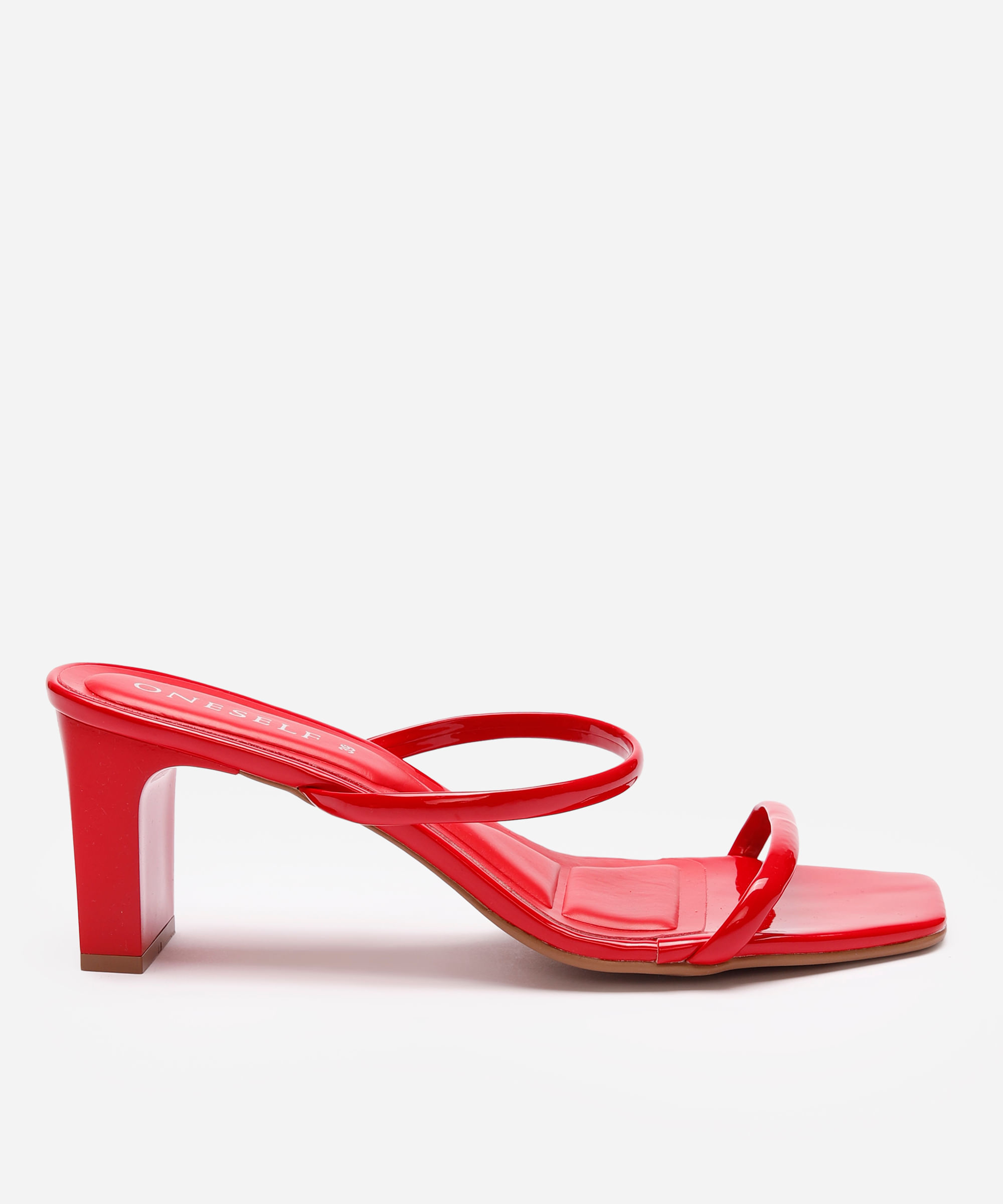 tamanco verniz salto médio tiras finas oneself vermelho