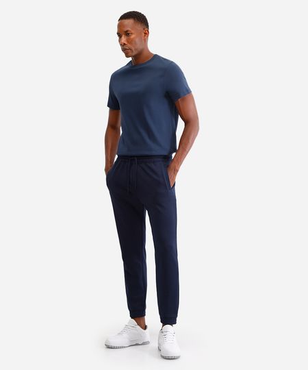 calça básica jogger masculina de moletom azul P