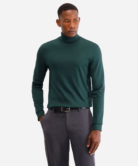 blusa slim manga longa gola alta - verde escuro P