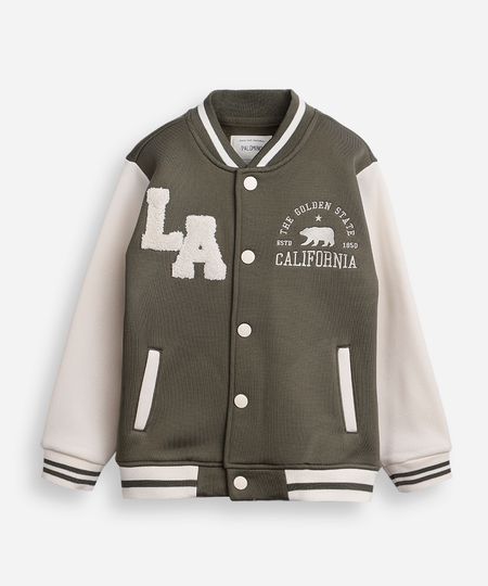 jaqueta bomber infantil de moletom califórnia verde 6 jaqueta bomber infantil de moletom califórnia verde 6